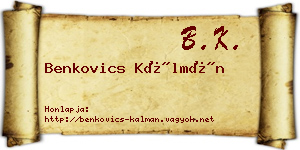 Benkovics Kálmán névjegykártya