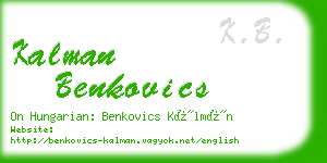 kalman benkovics business card